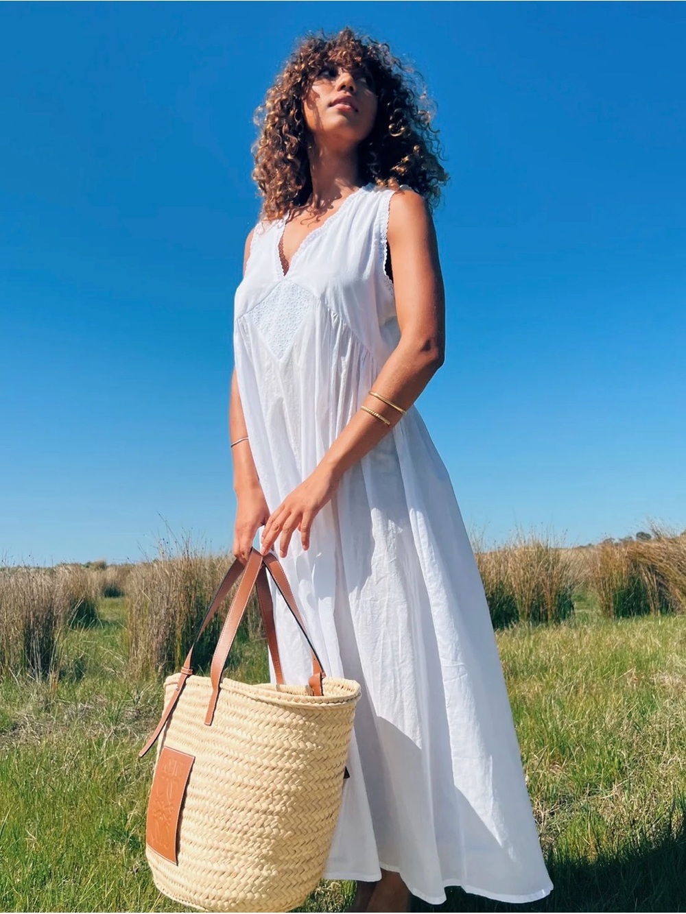 Laneway the Label-White Sleeveless Maxi Dress - Elegant Summer Maxi